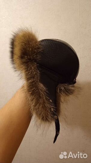 Шапка ушанка натуральная кожа и мех