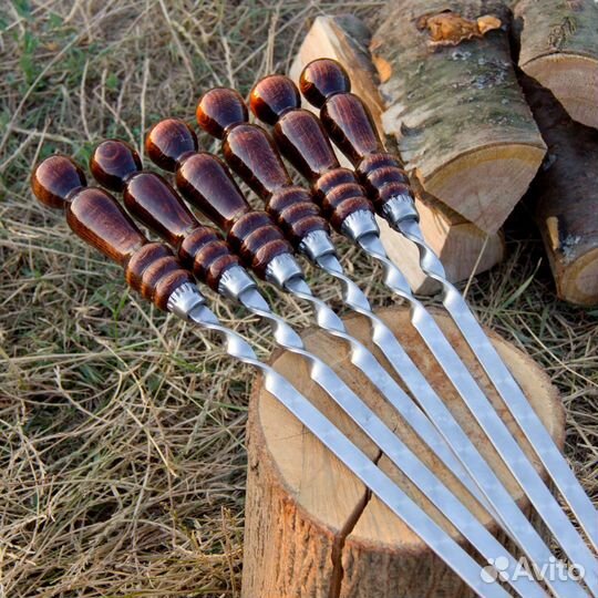 Шампура из нержавейки с деревянной ручкой