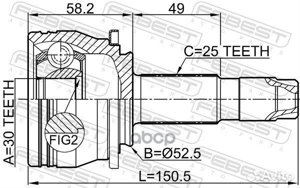 Шрус наружный 30x52.6x25 chevrolet aveo/sonic 2