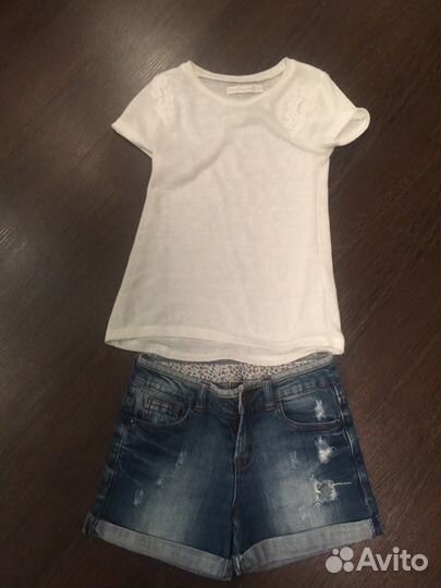 3 вещи : Джинсовые шорты Zara, Mayoral, футболка M