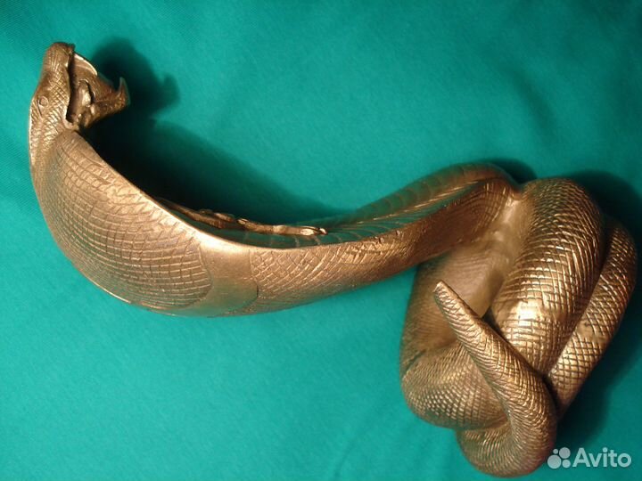 Змея Деньги Кобра 23 см Бронза Статуэтка Крупная