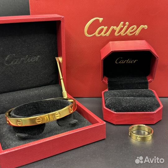 Cartier браслет + кольцо gold