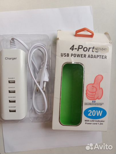 Зарядное устройство Power Angel, 4 порта, USB-адап