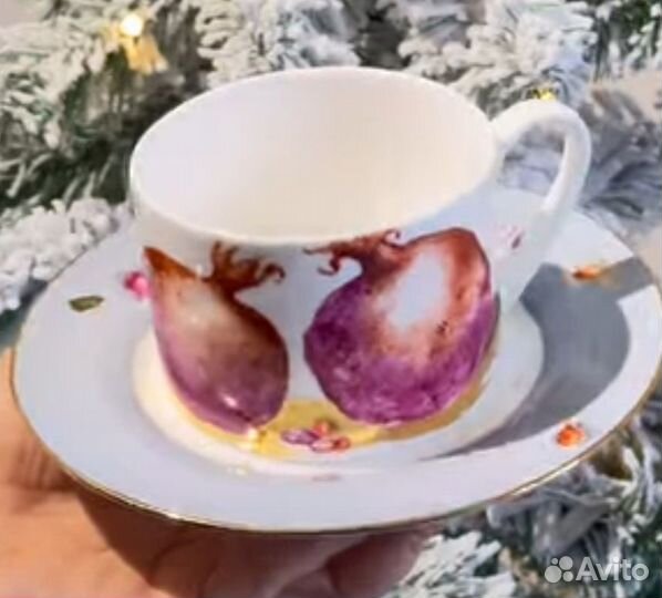 Чайная пара, ручная роспись, позолота