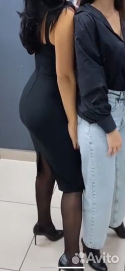 Бандажное платье черное s