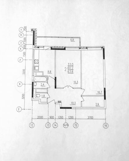 2-к. квартира, 60,2 м², 11/14 эт.