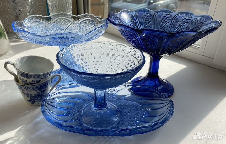 Посуда кобальт,голубое стекло,фарфор СССР