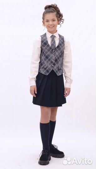 Жилетка, юбка школьная форма sky lake