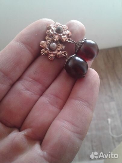 Серьги из тёмного янтаря. Редкость
