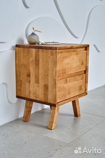 Тумба прикроватная деревянная Fusion ручки фрезы