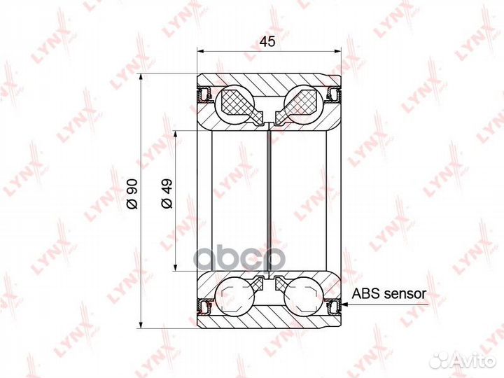 Подшипник ступицы передний (с ABS, 45x49x90) WB