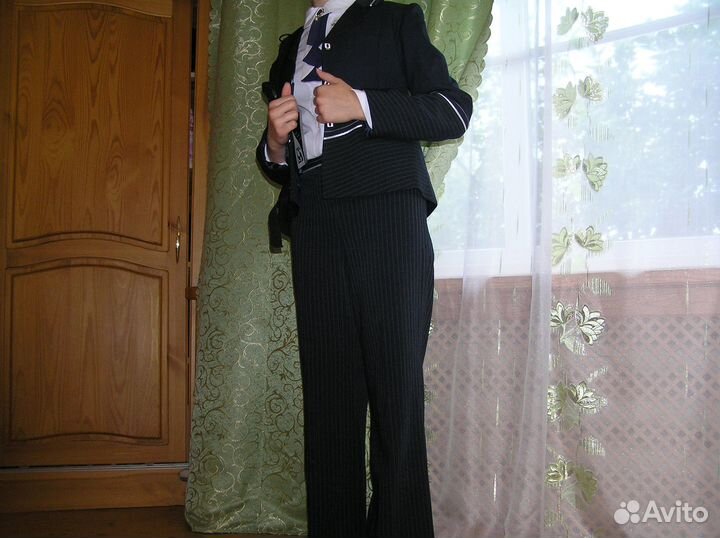 Школьная форма костюм брючный (пиджак новый) +юбка