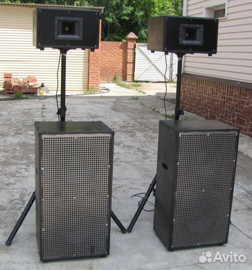 Колонки KF-Sound 2100W 4шт Рупоры SUB-212 Стойки