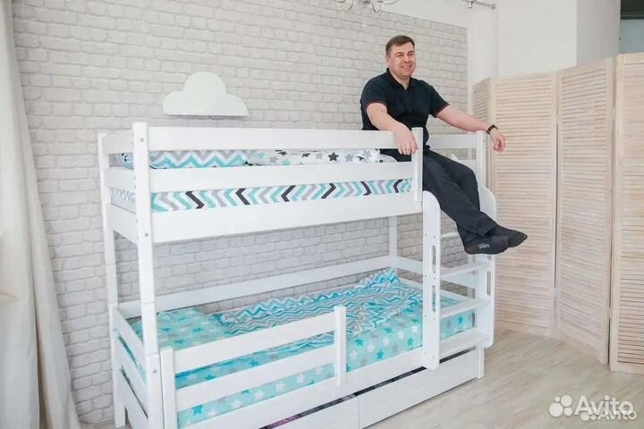 Двухъярусная кровать новая из березы 80*190