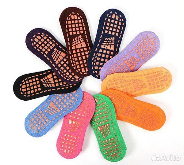 Носки с нескользящей подошвой для батута, йоги