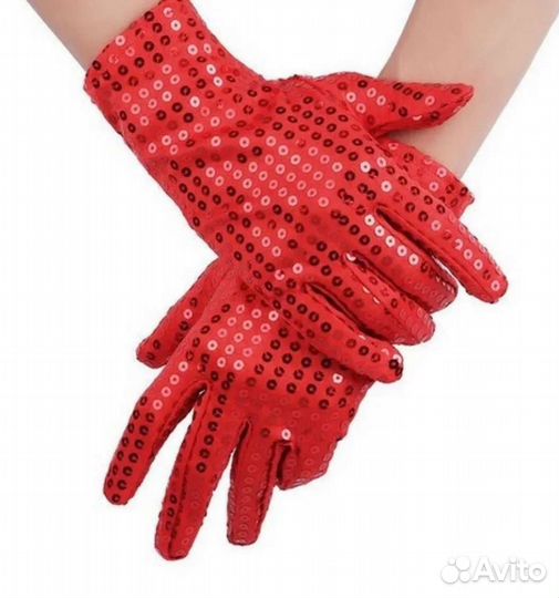 Перчатки карнавальные с паетками новые