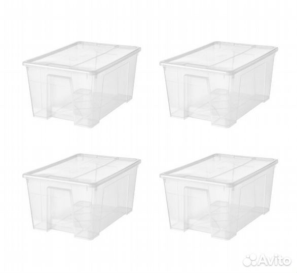 Контейнеры с крышкой икеа самла (новые), 130л 4 шт