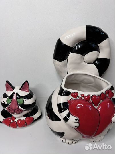 Керамический кот. Фигурка и емкость