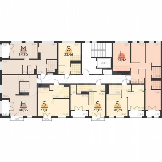 1-к. квартира, 46,3 м², 5/5 эт.