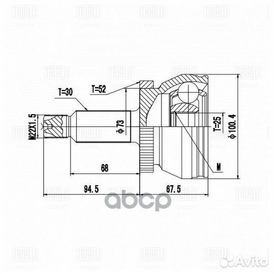 Шрус для а/м Kia Sorento II (09) 2.4i cvvt (на