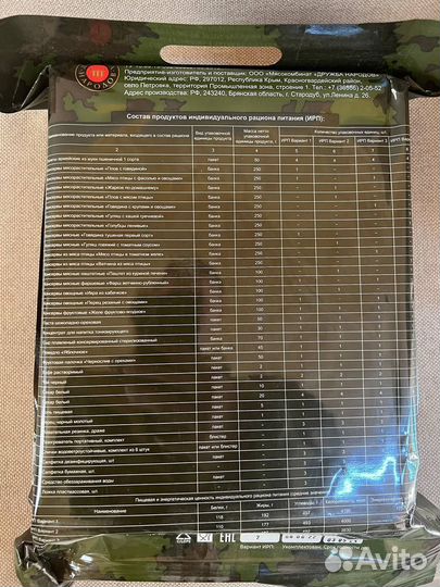 Ирп сухой паек