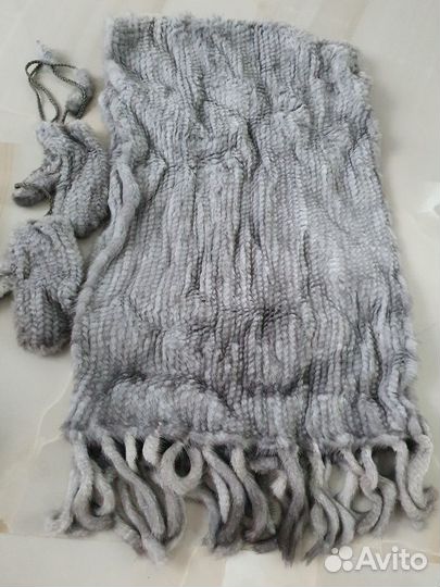 Вязаная норка шарф варежки