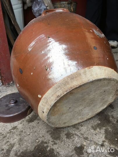 Глиняный кувшин большой с крышкой СССР