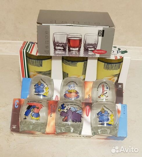 Новые наборы стаканов/стопок из стекла