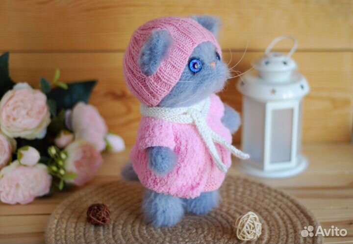 Мягкая игрушка Кошка вязаная