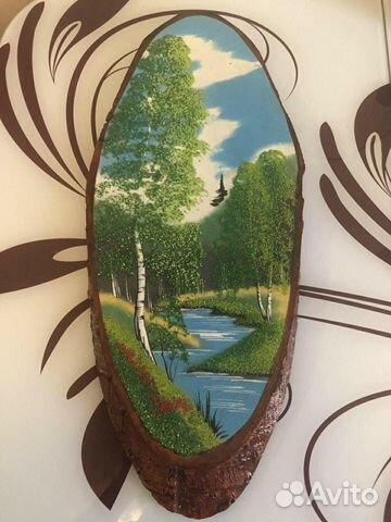 Картина на срезе дерева