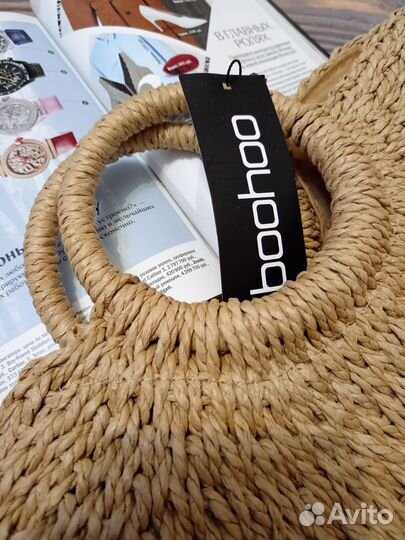 Сумка-мини соломенная с круглой ручкой женская