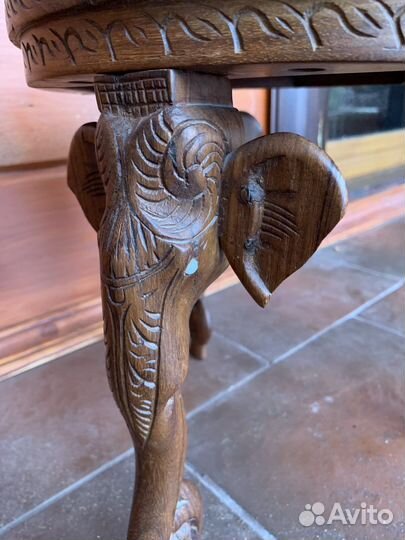 Интерьерный столик со слонами, дерево, Индия