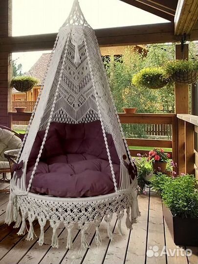 Подвесное кресло - шатер в стиле макраме