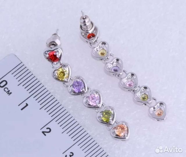 Серьги ювелирные с самоцветами радуга