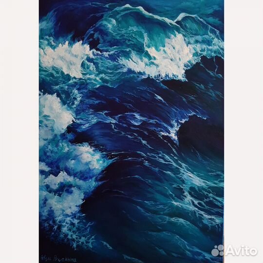 Картина маслом пейзаж Волны в океане прибой