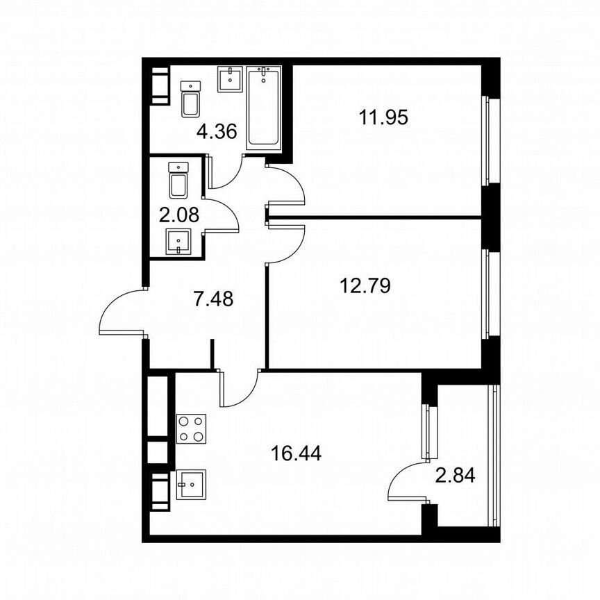 2-к. квартира, 56,5 м², 3/9 эт.