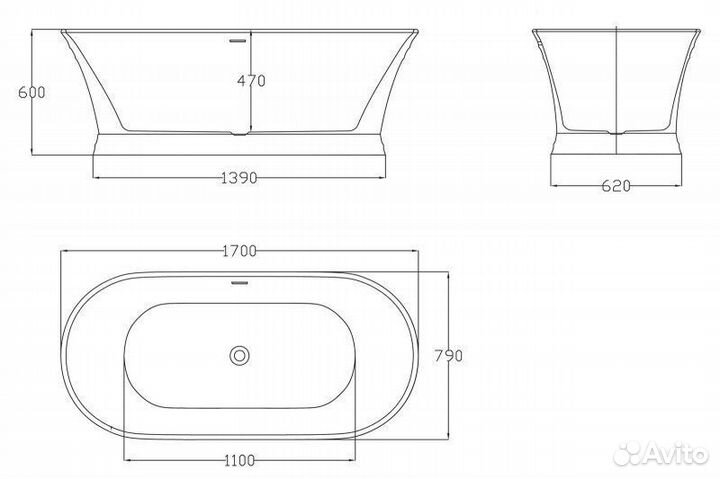 Ванна BelBagno BB402 170х80