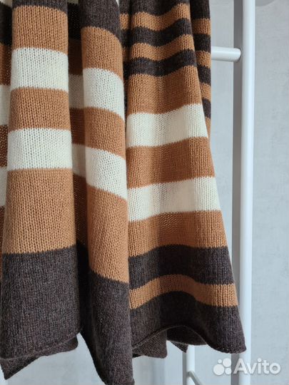 Полосатый коричневый шарф из 100 кашемира