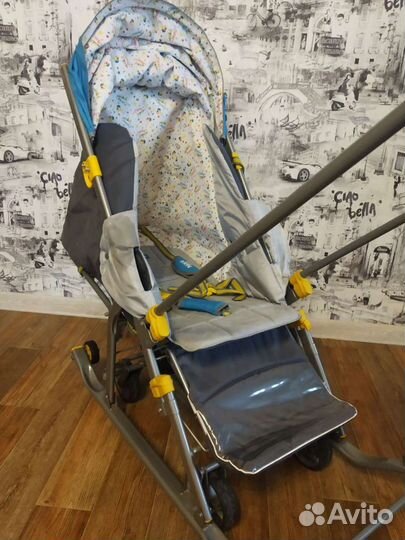 Детские санки коляска с колесами