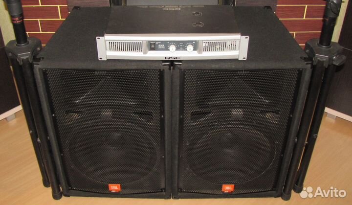 Колонки JBL Pro 1000-2000W JRX115 Усилитель Стойки