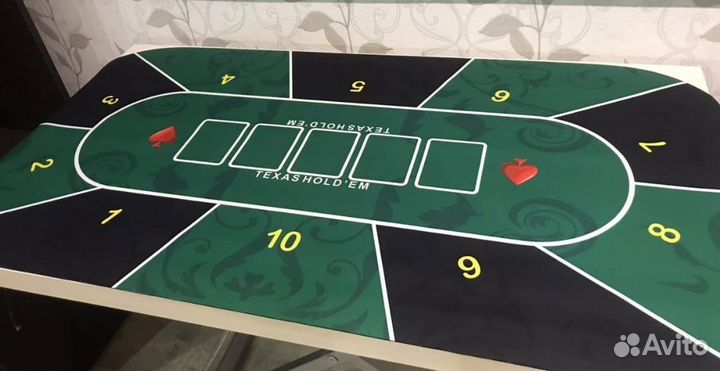 Сукно для игры в покер на 10 человек