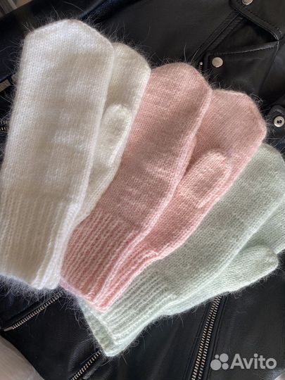 Варежки из пуха норки взрослые 900, детские 600