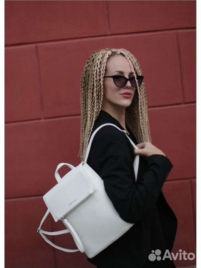 Рюкзак женский кожаный белый черный бежевый