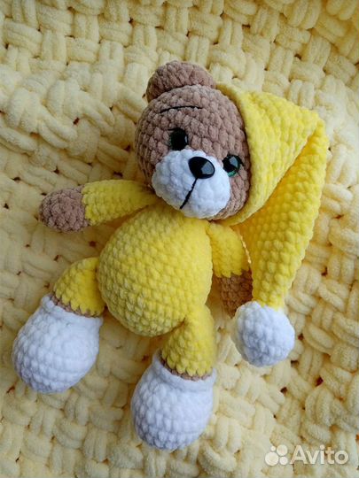 Вязанный детский плед игрушка подарок на выписку
