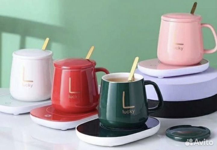 Кружка с подогревом с крышкой и ложкой