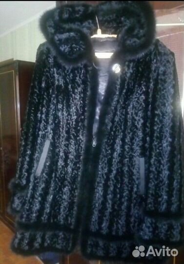 Полушубок из искусствен.меха каракуля,натур. норки