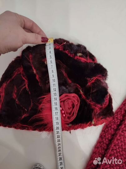 Шапка норковая вязаная женская