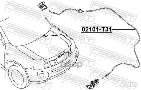 Трос открывания капота nissan X-trail T31 02101