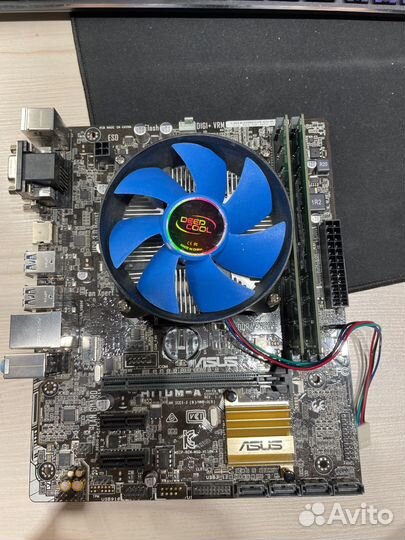 Материнская плата с процессором и памятью,бп