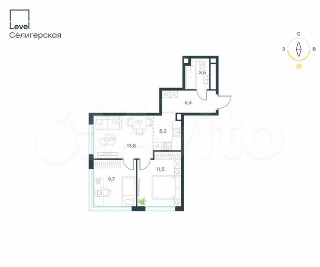 3-к. квартира, 50,1 м², 29/30 эт.